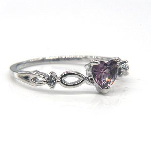 Ring with Amethyst Heart Shaped stone.